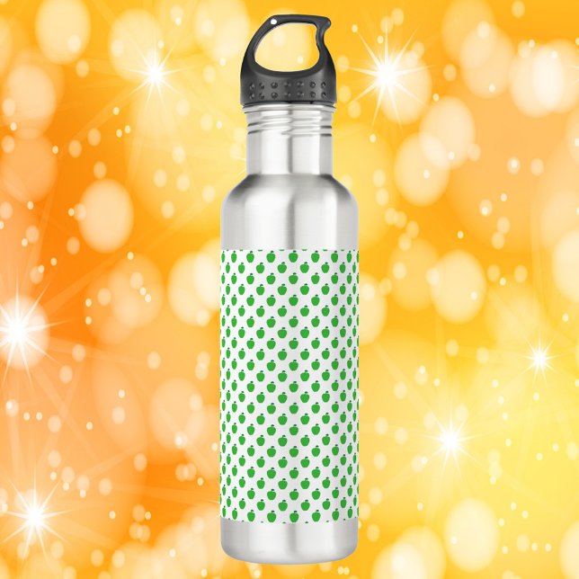 Green Apple Fruit Pattern 710 Ml Water Bottle (A water bottle with a pattern of green apples.)
