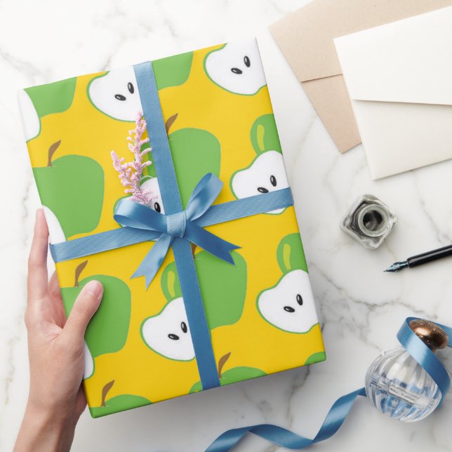 green apple fruit pattern wrapping paper (Gifting)