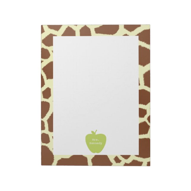 Green Apple Giraffe Teacher Notepad (Rotated)