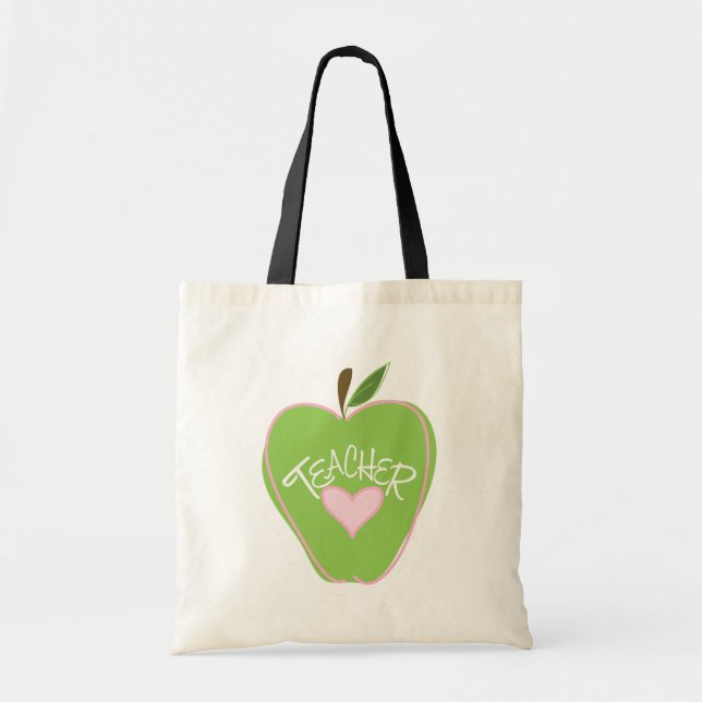 Green Apple & Heart Teacher Bag (Front)