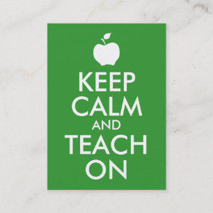Green Apple Keep Calm and Teach On Business Card