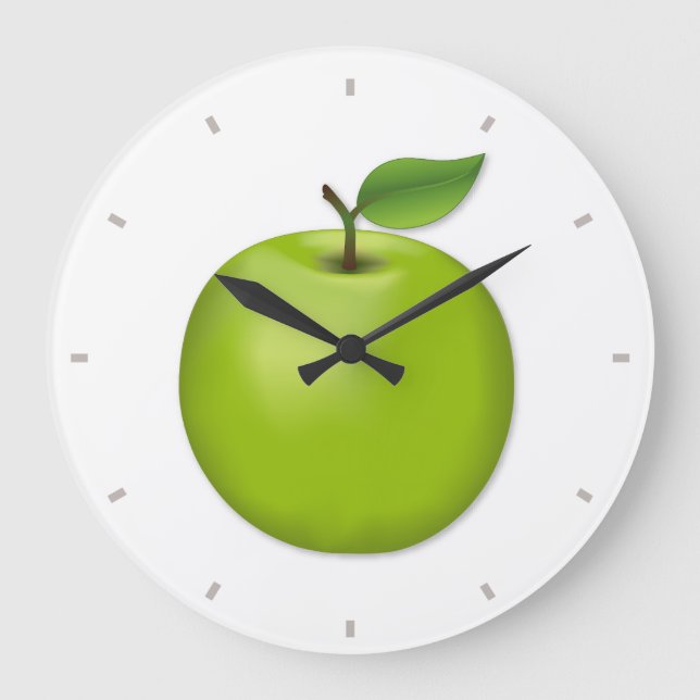 Green Apple  Large Clock (Front)