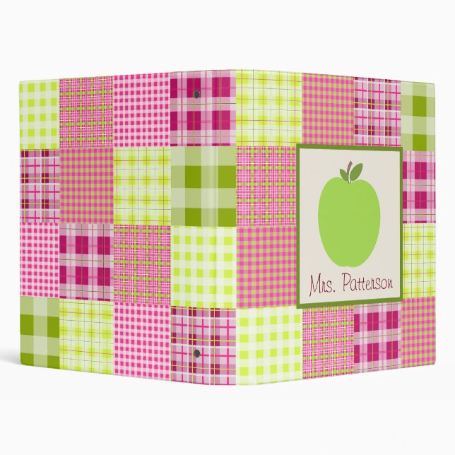 Green Apple Madras Inspired Plaid Teacher Binder (Background)