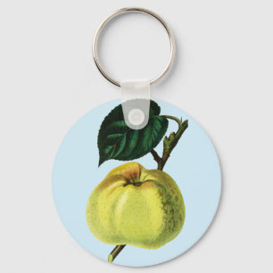 green apple on a tree fruit botanical illustration keychain