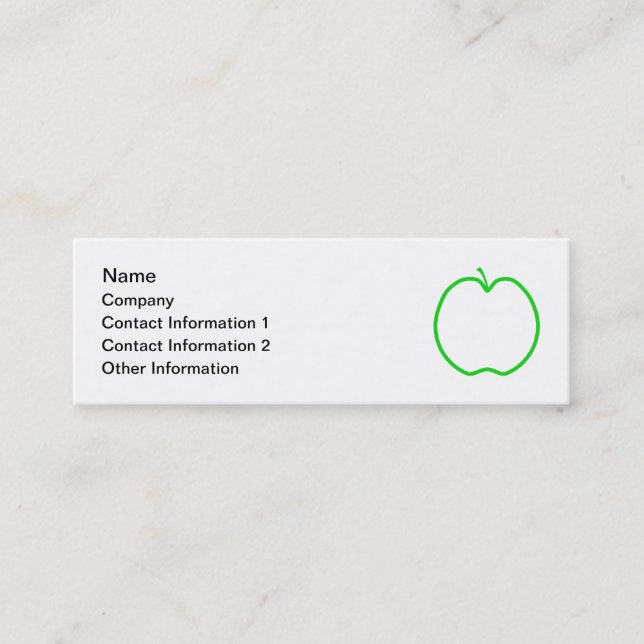 Green Apple Outline. Mini Business Card (Front)