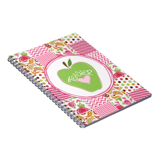 Green Apple & Patchwork Teacher Notebook (Right Side)