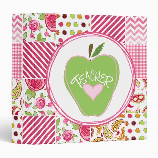 Green Apple / PatchworkTeacher Binder (Front/Spine)