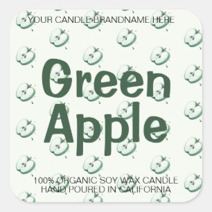 Green Apple Pattern Patterned Soy Candles Labels 