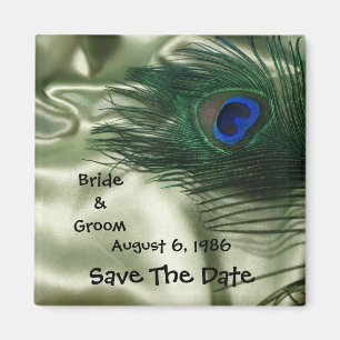 Green Apple Peacock Sill Life Save the Date Magnet