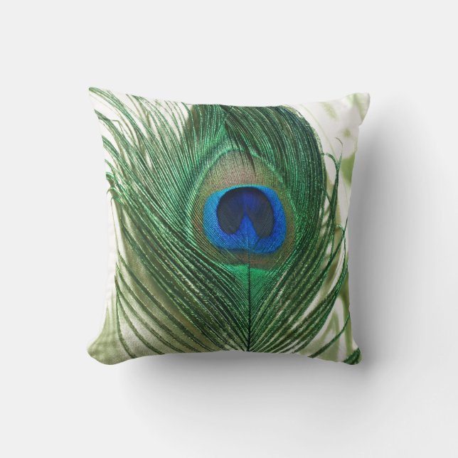 Green Apple Peacock Sill Life Throw Pillow (Front)