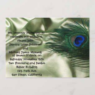 Green Apple Peacock Sill Life Wedding Invitation