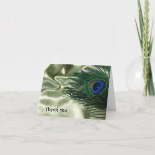Green Apple Peacock Still Wedding Thank You