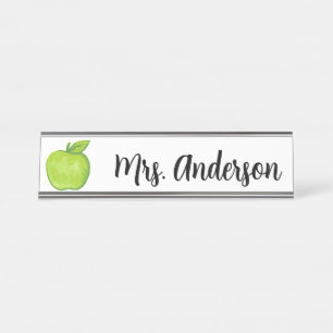 Green Apple Personalized Teacher Name Plate