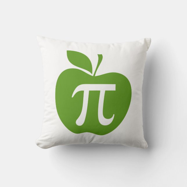 Green Apple Pi Throw Pillow (Front)