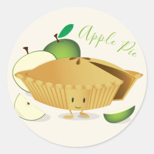 Green Apple Pie Character Dessert Food Classic Round Sticker