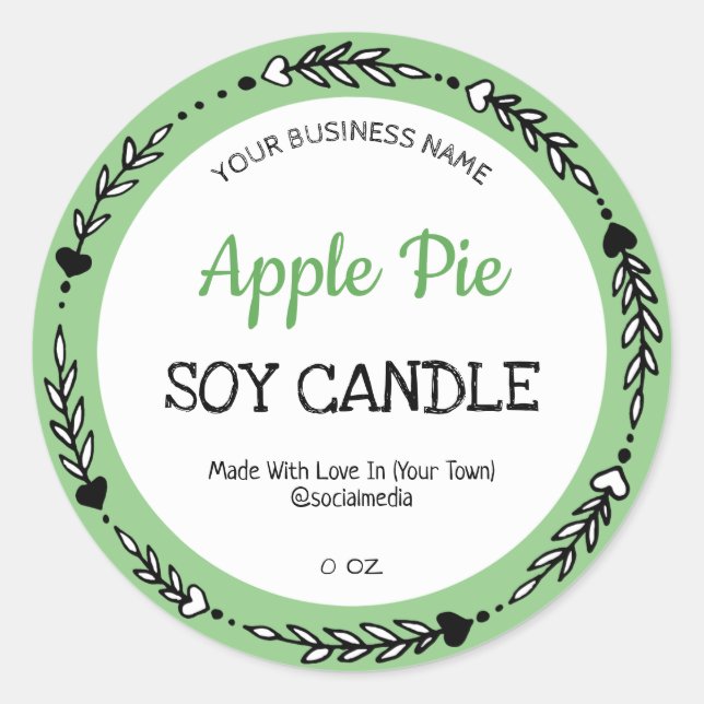 Green Apple Pie Scented Product Labels (Front)