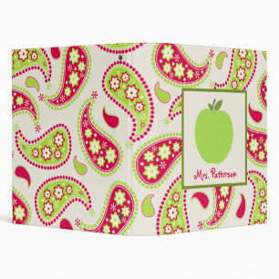Green Apple & Pink & Green Paisley Teacher Binder