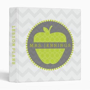 Green Apple Quatrefoil Teacher Binder