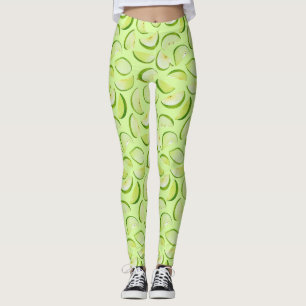 Green Apple Slice Pattern Leggings