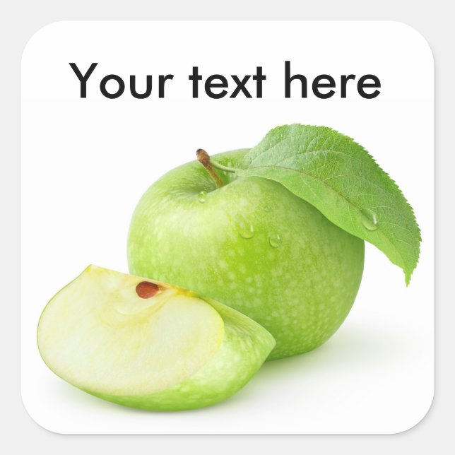 Green apple square sticker (Front)