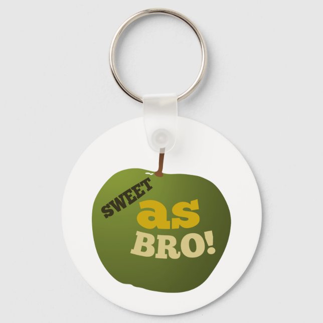 Green apple SWEET AS BRO Keychain (Front)