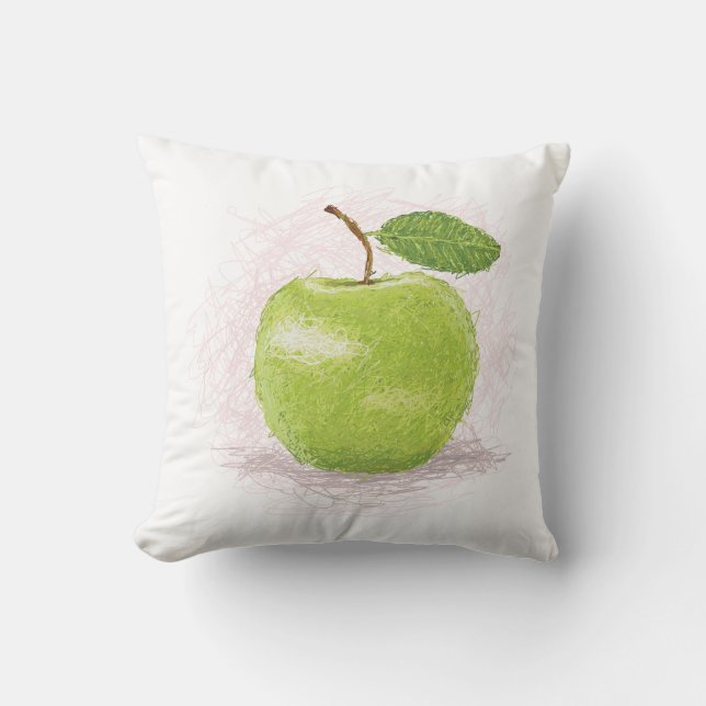 green apple throw pillow (Front)