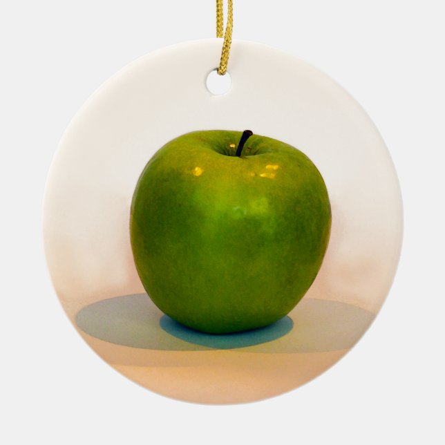 Green Apple Trio Ceramic Ornament (Front)