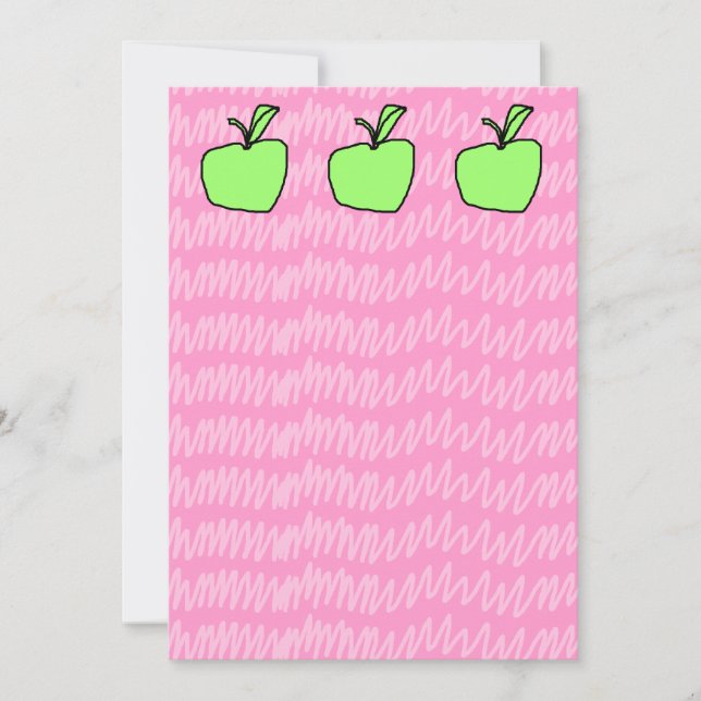 Green Apple with Patterned Background. (Front)