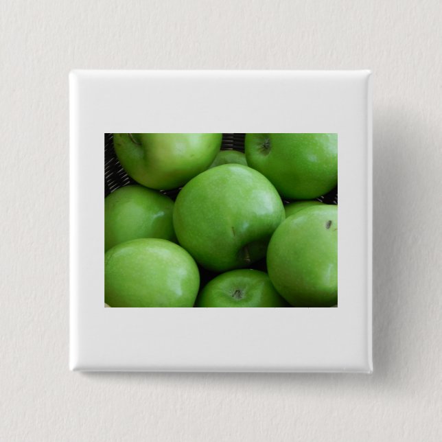 Green Apples 2 Inch Square Button (Front)