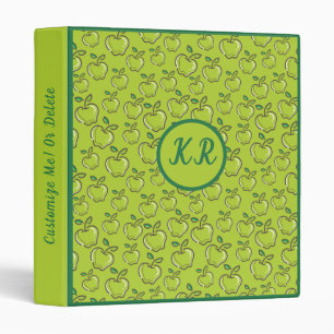 Green Apples Fruit Orchard Personalized Monogram Binder