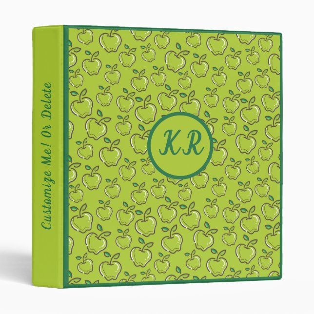 Green Apples Fruit Orchard Personalized Monogram Binder (Front/Spine)