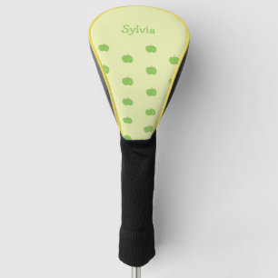 Green apples pattern monogram golf head cover