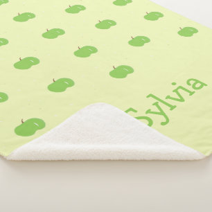 Green apples pattern monogram sherpa blanket