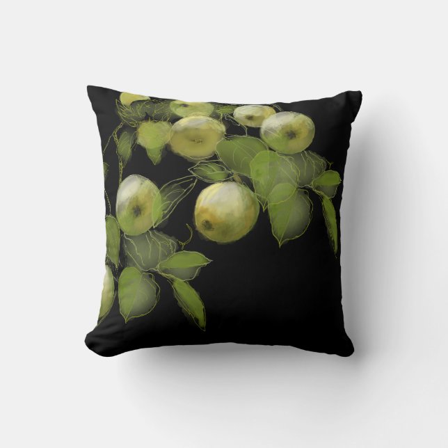 Green Apples Throw Pillow (Front)