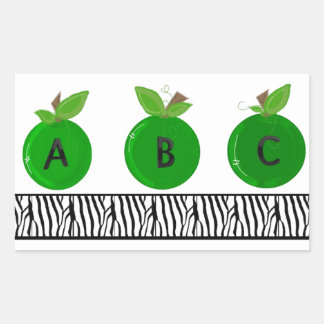 Green Apples with a Zebra Print Border Sticker