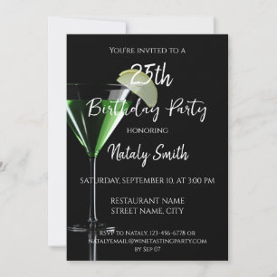 Green appletini cocktail invitation
