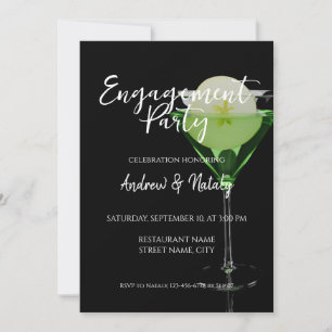 Green appletini cocktail with slice of apple invitation