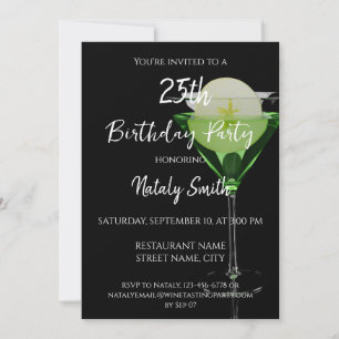 Green appletini cocktail with slice of apple invitation