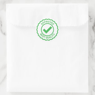 Green approval seals with quality checkmark tick 
