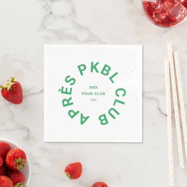 Green Après PKBL Club Crest Pickleball Napkin (Insitu)