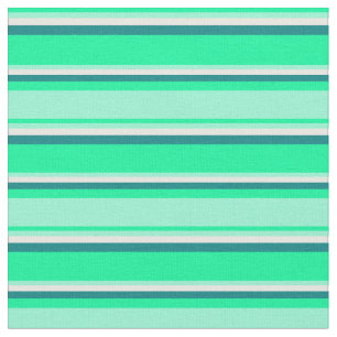 Green, Aquamarine, Mint Cream & Teal Lines Fabric