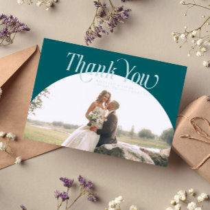 Green Arch Wedding Thank you Card