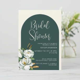 Green Arch White Floral Bridal Shower Invitation