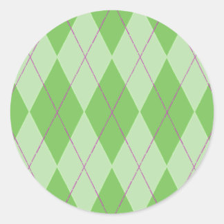 Green Argyle Classic Round Sticker
