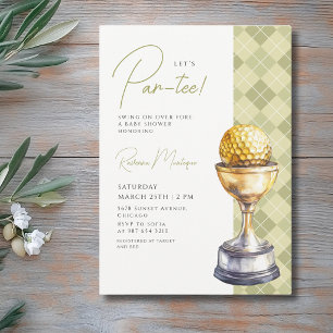 Green Argyle Golf Trophy Lets Par-Tee Baby Shower Invitation
