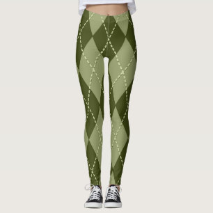 Green Argyle  Leggings