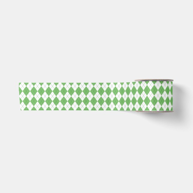 Green Argyle Pattern Golf  Satin Ribbon (Front)