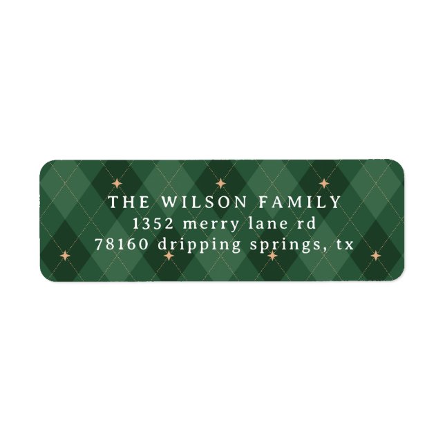 Green Argyle Pattern Holiday Greeting Classical (Front)