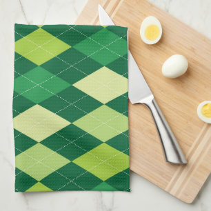 Green argyle pattern kitchen towel