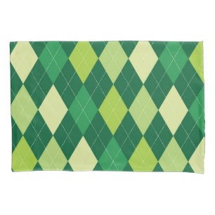 Green argyle pattern pillowcase
